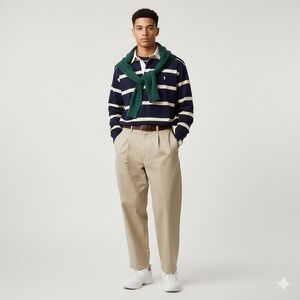 VTG 90s Polo Ralph Lauren Andrew Pant Chino 36x29 Pleated Khaki Baggy Ivy Preppy